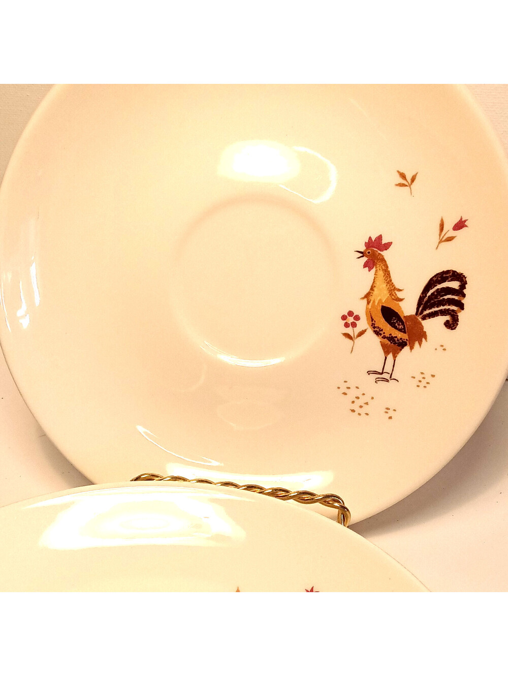 Vintage Taylor Smith Taylor Break O Day Saucer Plates Rooster Lot 5 Mid Century